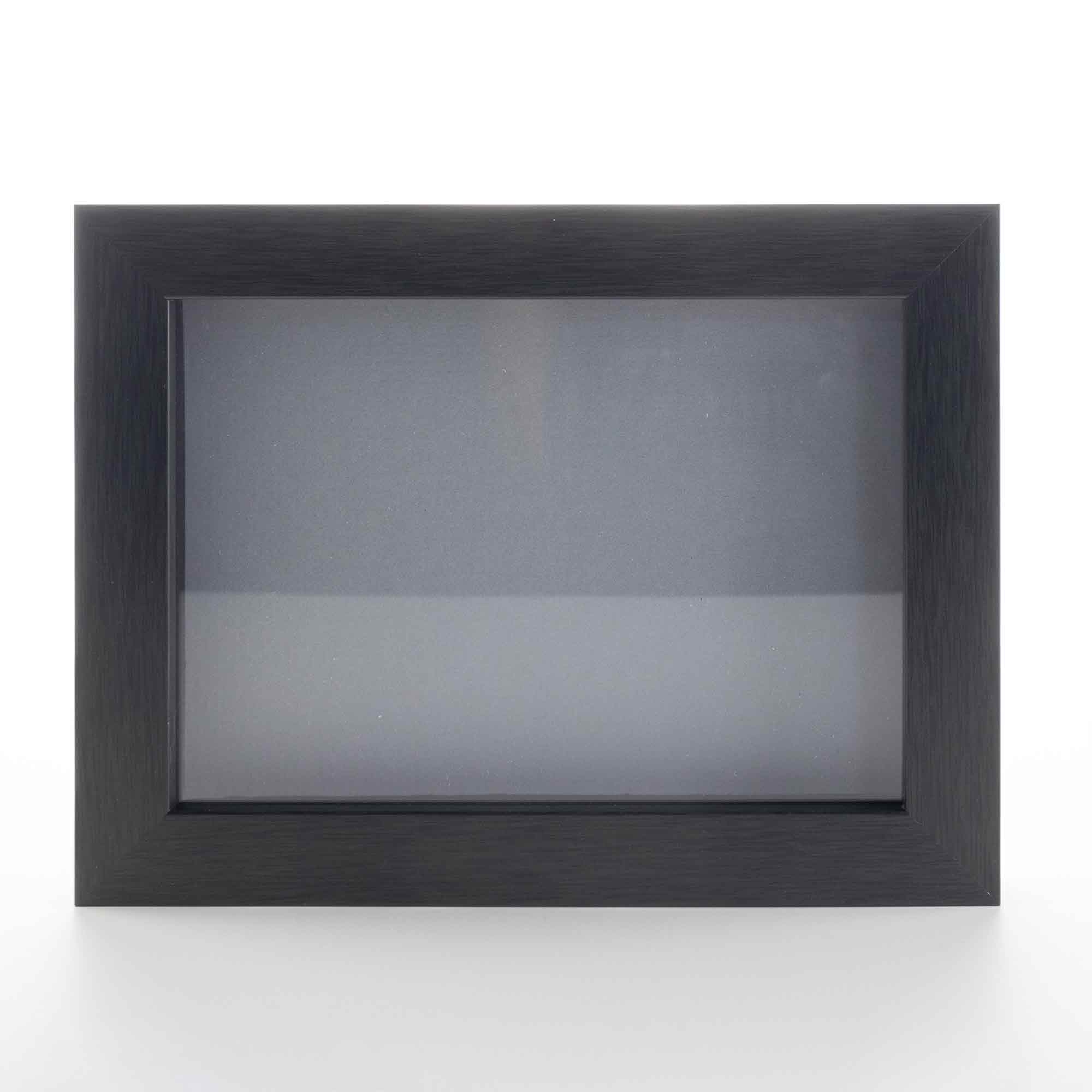 Charcoal 8x8 Wood Shadow Box with Grey Acid-Free Backing - With 5